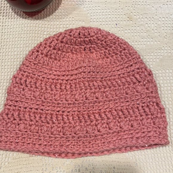 Handmade Crochet Hat Beanie -XL/L - Pink/Pink Sparkly - Pretty in Barbie Pink! - Picture 5 of 9